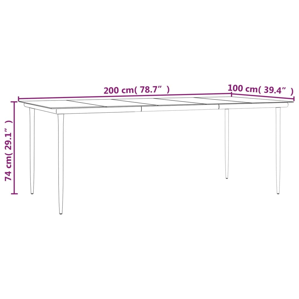 vidaXL 7 pcs conjunto de jantar para jardim vime PE