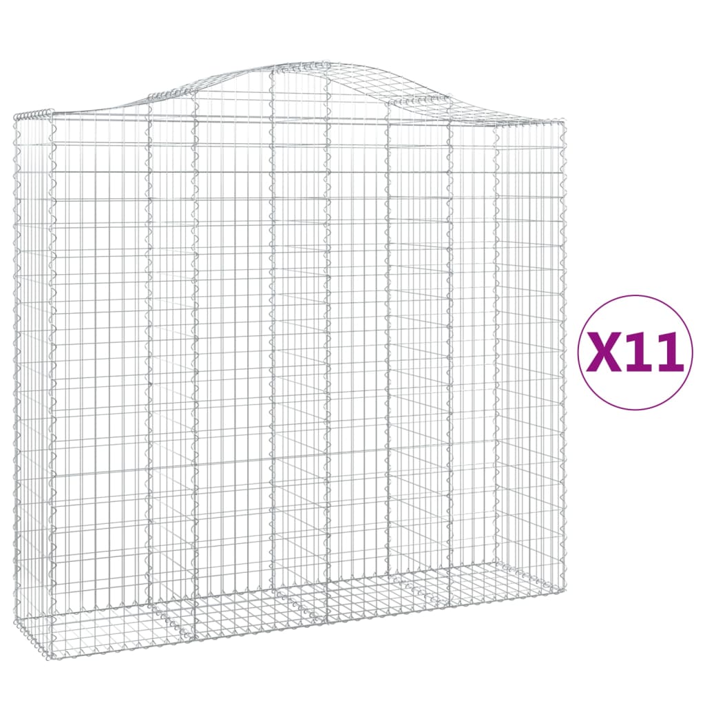 vidaXL Cestos gabião arqueados 11 pcs 200x50x180/200 ferro galvanizado