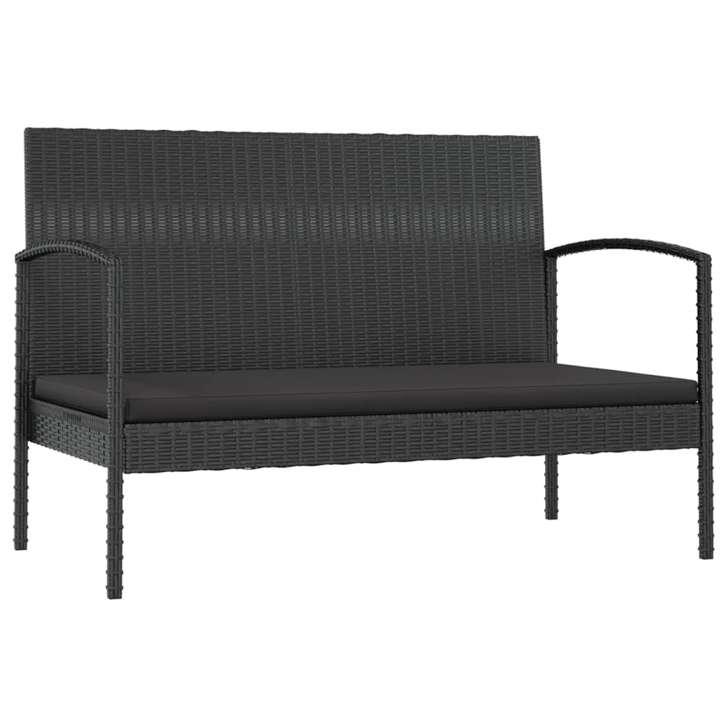 vidaXL 16 pcs conjunto lounge de jardim c/ almofadões vime PE preto