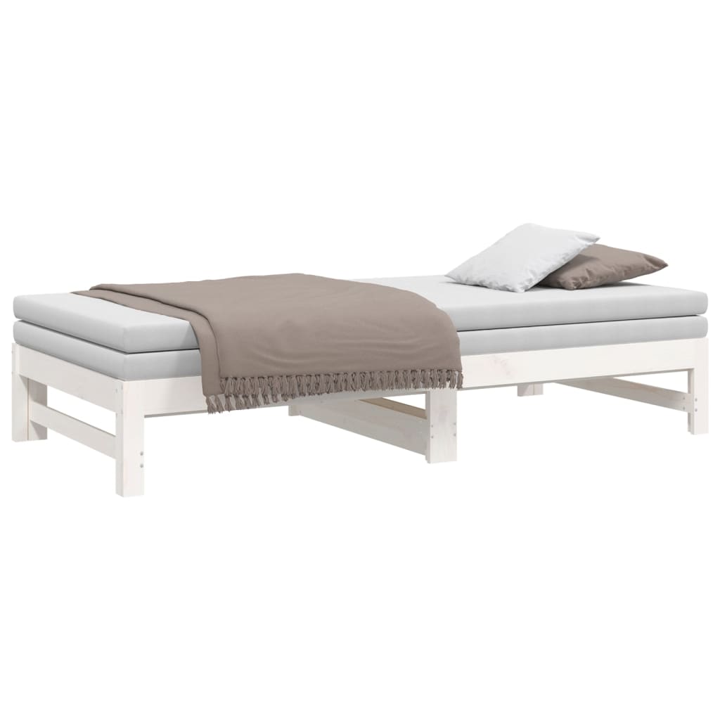 vidaXL Sofá-cama de puxar 2x(75x190) cm madeira de pinho maciça branco