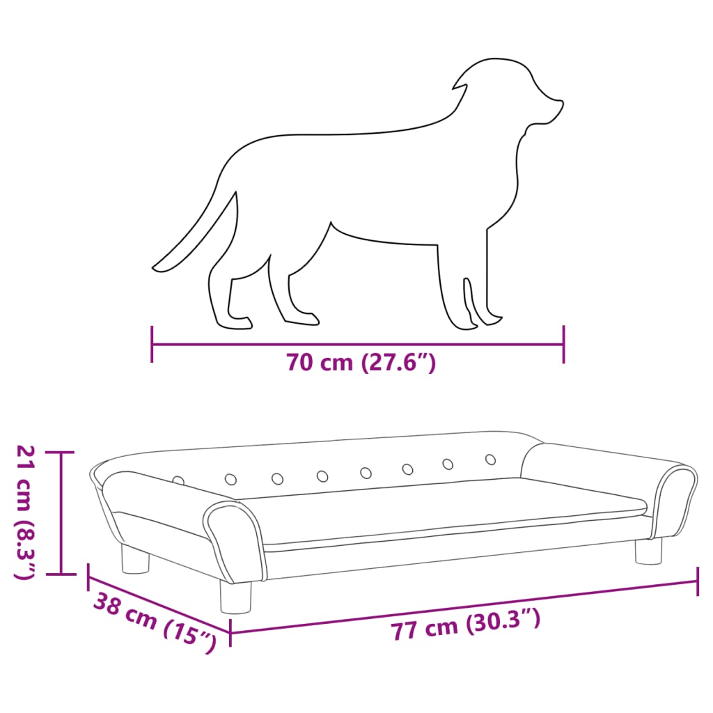 vidaXL Cama para cães 100x50x21 cm veludo cinzento-escuro