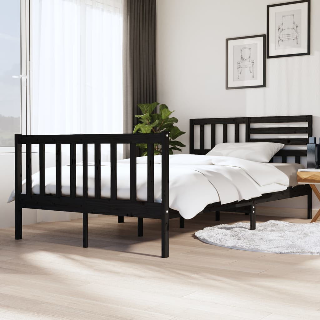 vidaXL Estrutura de cama 120x200 cm madeira maciça preto