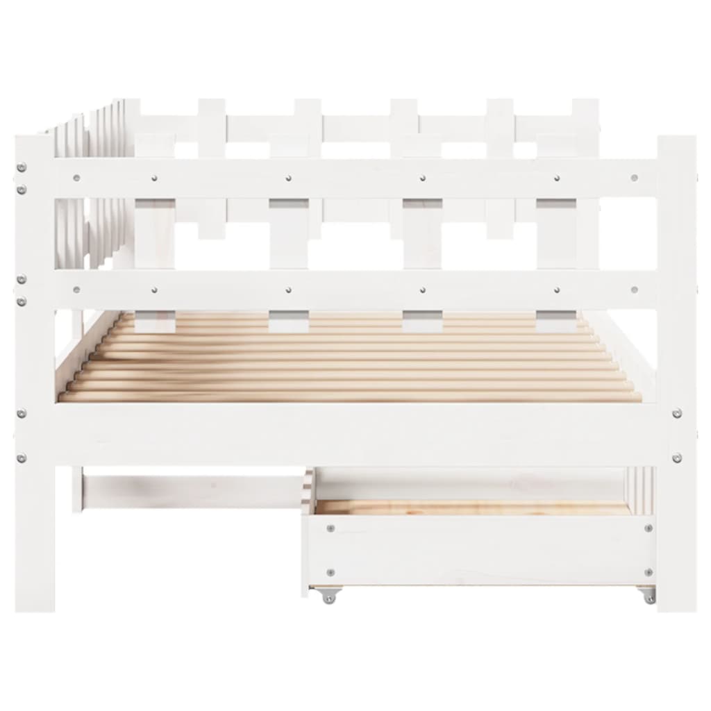 vidaXL Sofá-cama c/ gavetas 90x190 cm madeira de pinho maciça branco