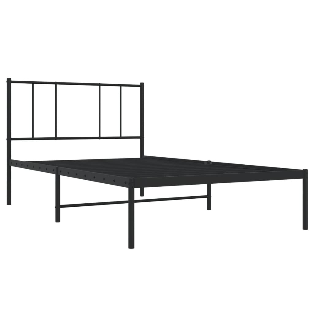 vidaXL Estrutura de cama com cabeceira 107x203 cm metal preto