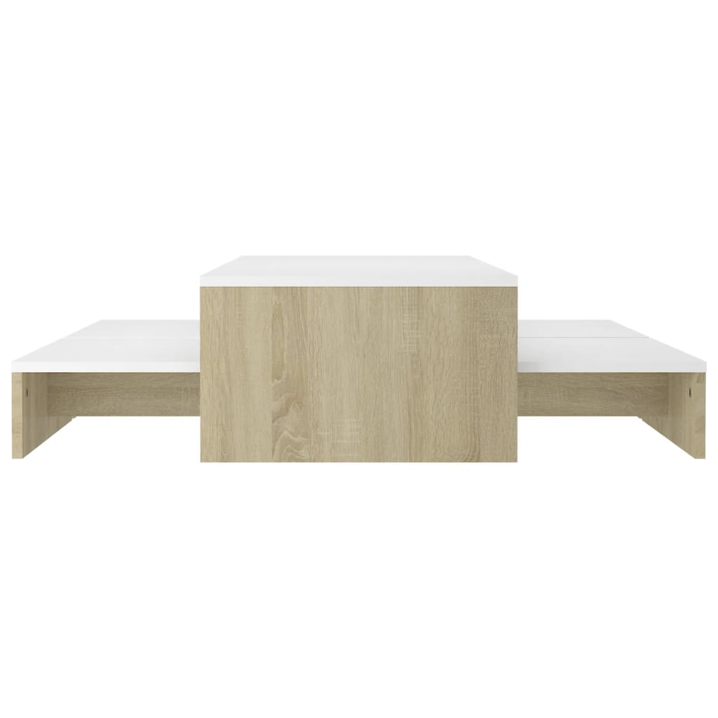 vidaXL Conjunto mesas de centro 100x100x26,5 cm branco/carvalho sonoma