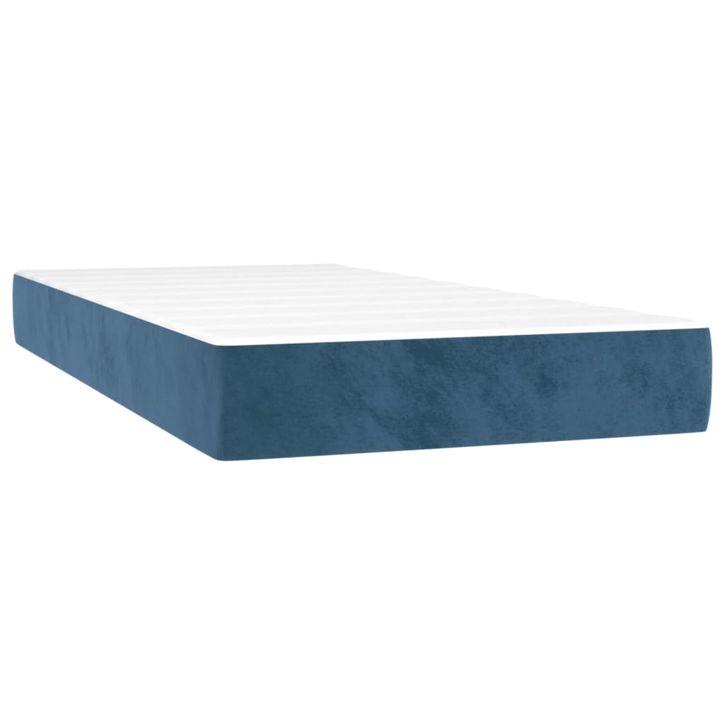 vidaXL Cama box spring c/ colchão/LED 100x200 cm veludo azul-escuro