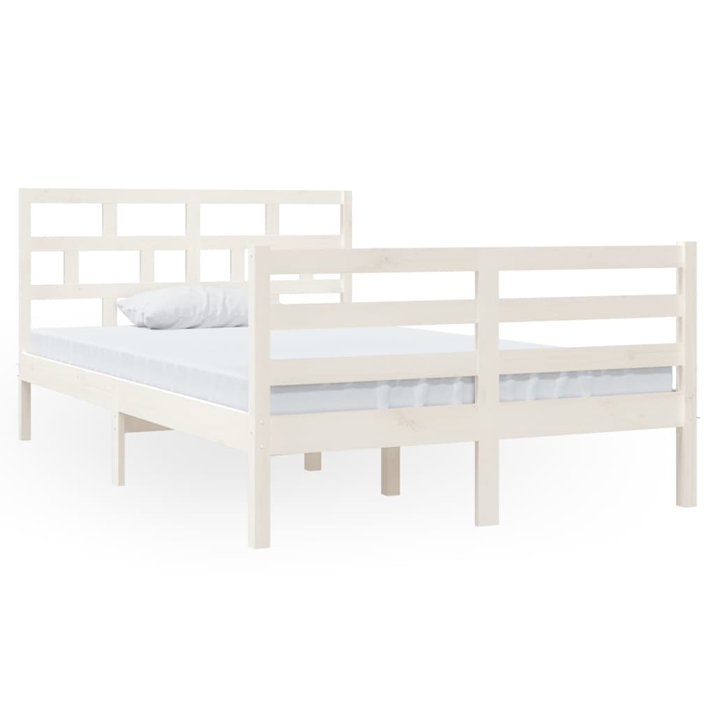 vidaXL Estrutura cama pequena casal 120x190 cm pinho maciço branco