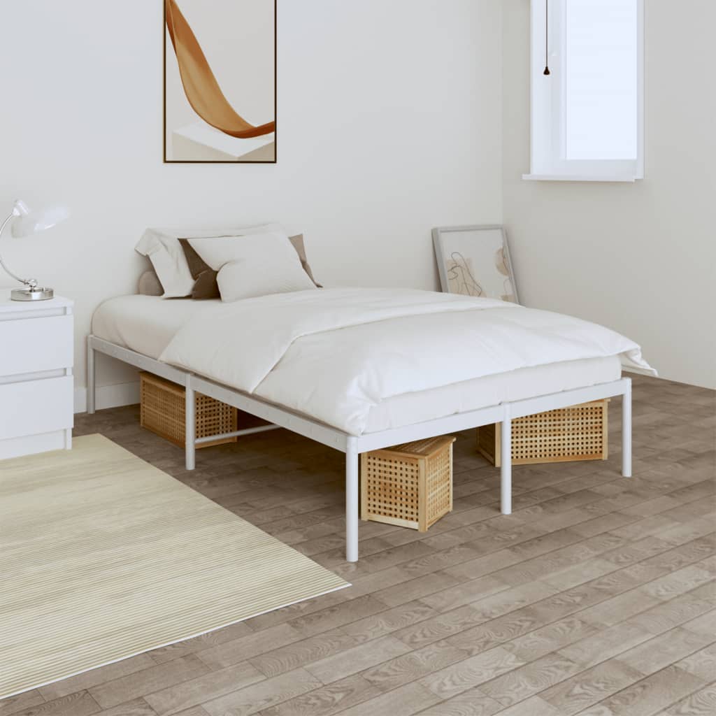 vidaXL Estrutura de cama 135x190 cm metal branco