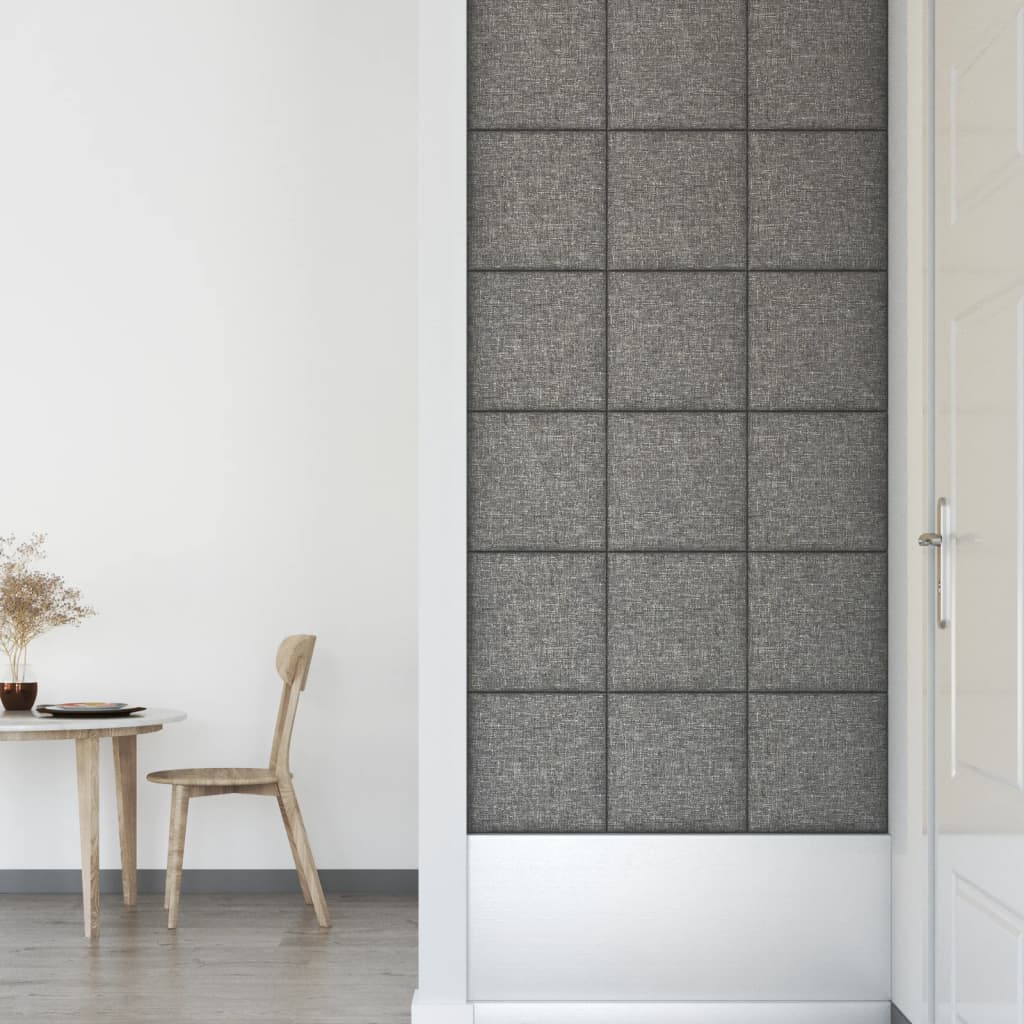 vidaXL Painel de parede 12 pcs 30x30 cm tecido 1,08 m² cor cinza-claro