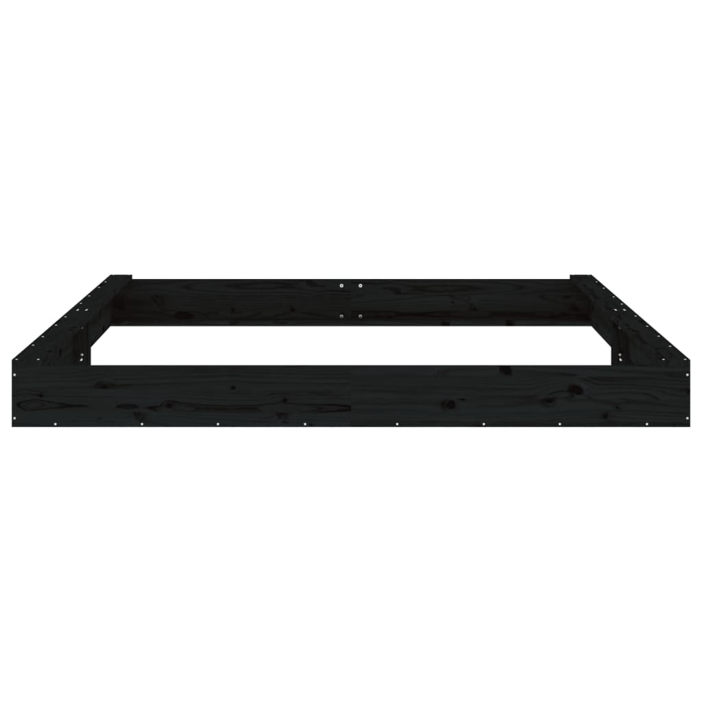 vidaXL Caixa de areia quadrada com assentos pinho maciço preto