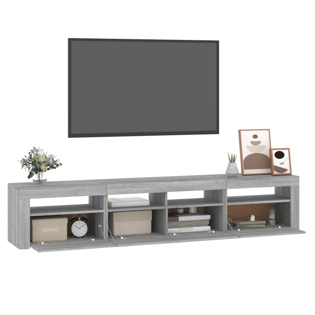 vidaXL Móvel de TV com luzes LED 210x35x40 cm sonoma cinza