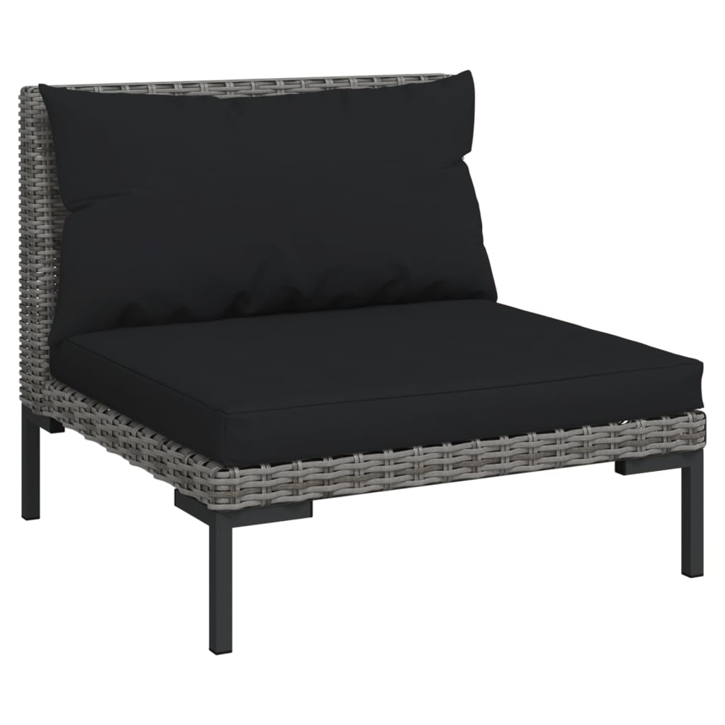 vidaXL 12 pcs conj. lounge jardim c/ almofadões vime PE cinza-escuro