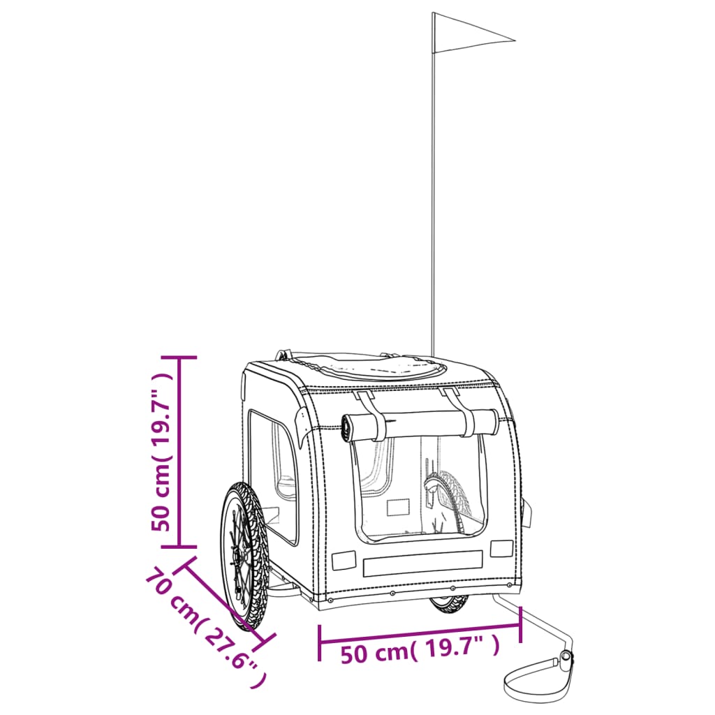 vidaXL Reboque de bicicleta p/ animais tecido oxford/ferro verde/cinza