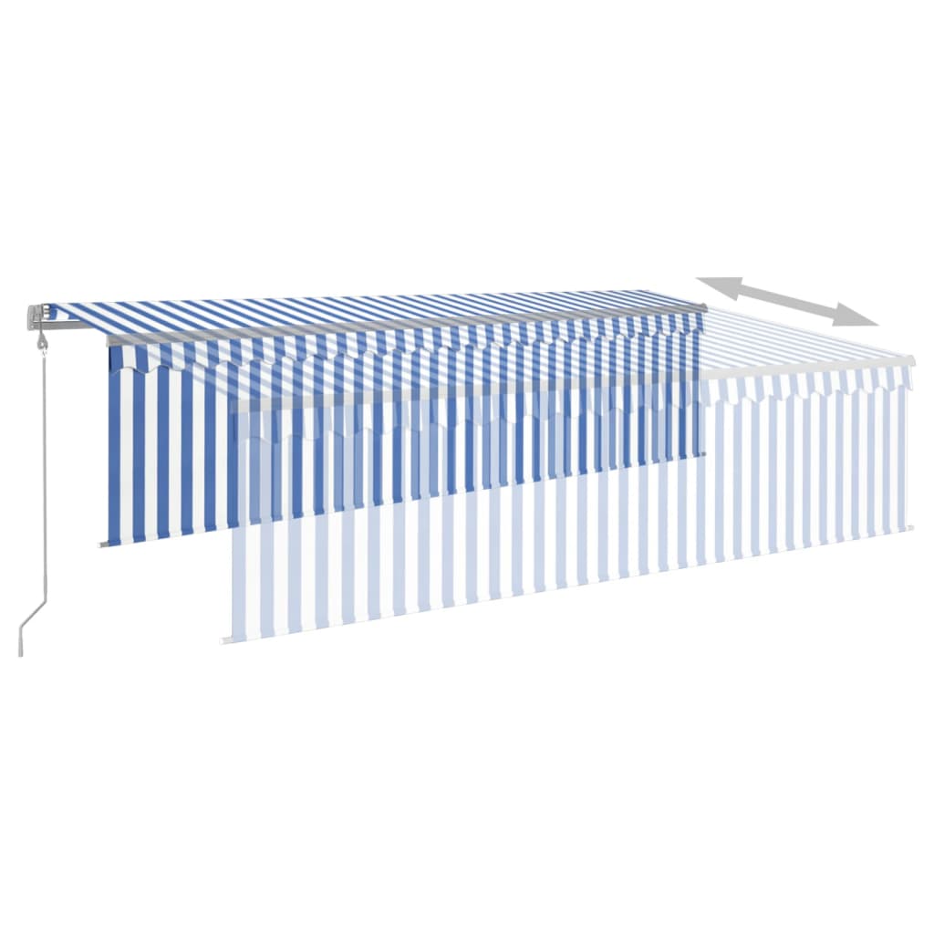 vidaXL Toldo retrátil automático com estore 5x3 m azul e branco