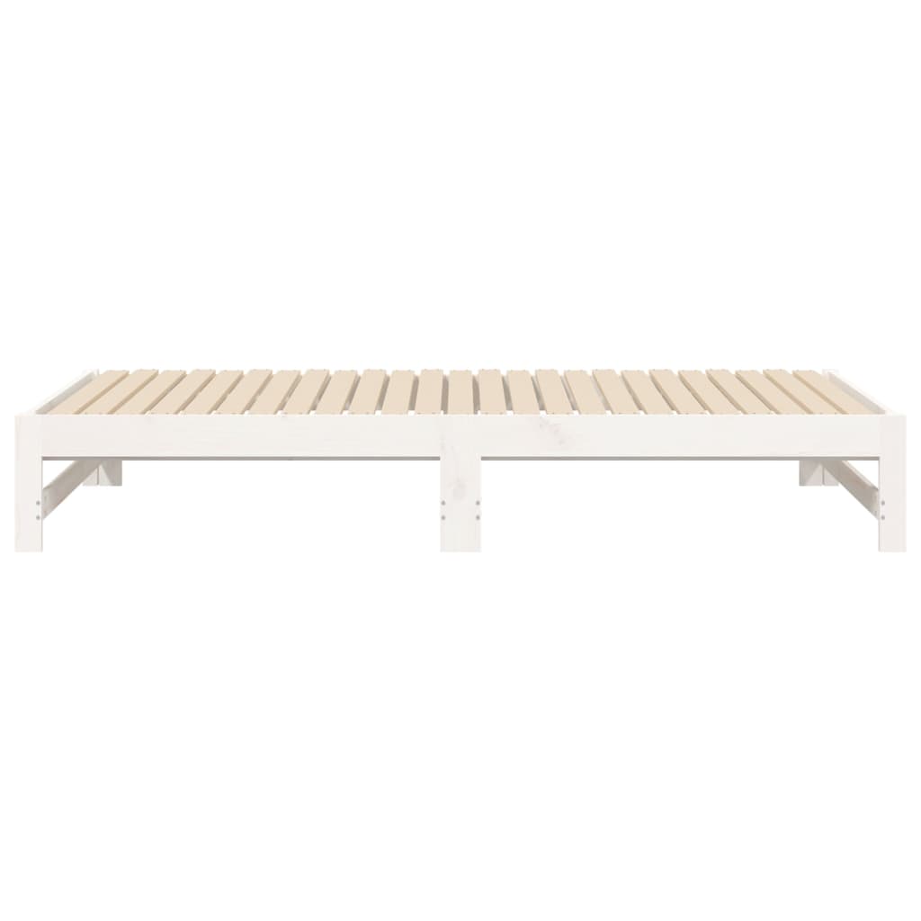 vidaXL Sofá-cama de puxar 2x(75x190) cm madeira de pinho maciça branco