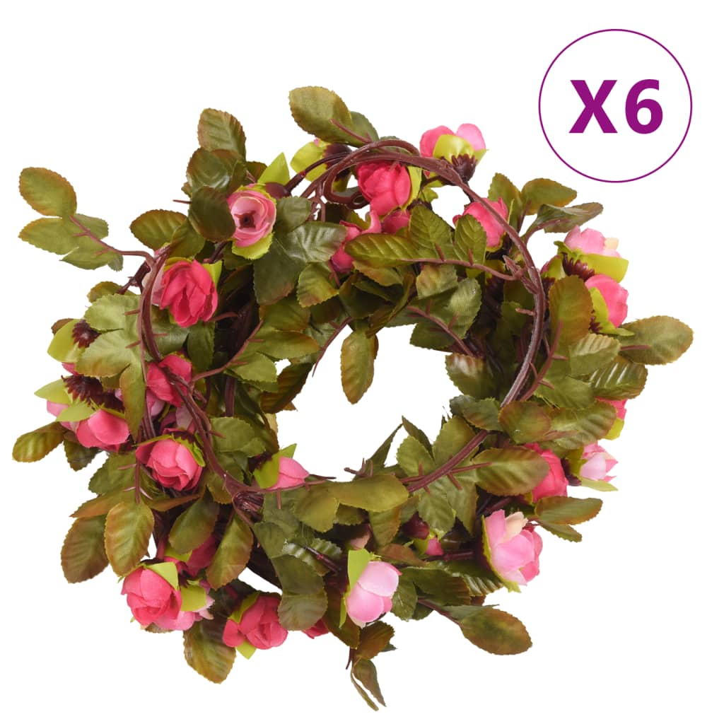 vidaXL Grinaldas de flores de Natal 6 pcs 215 cm rosa