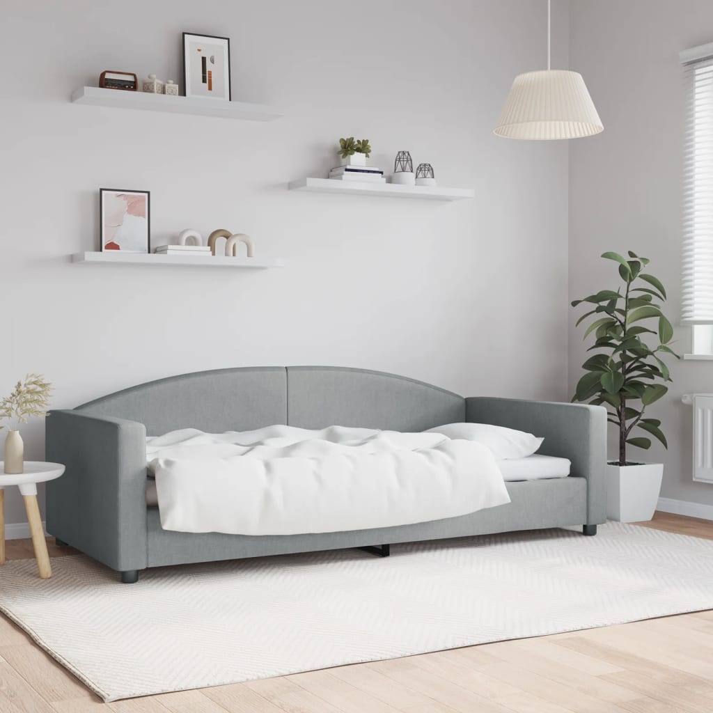 vidaXL Sofá-cama 90x200 cm tecido cinzento-claro