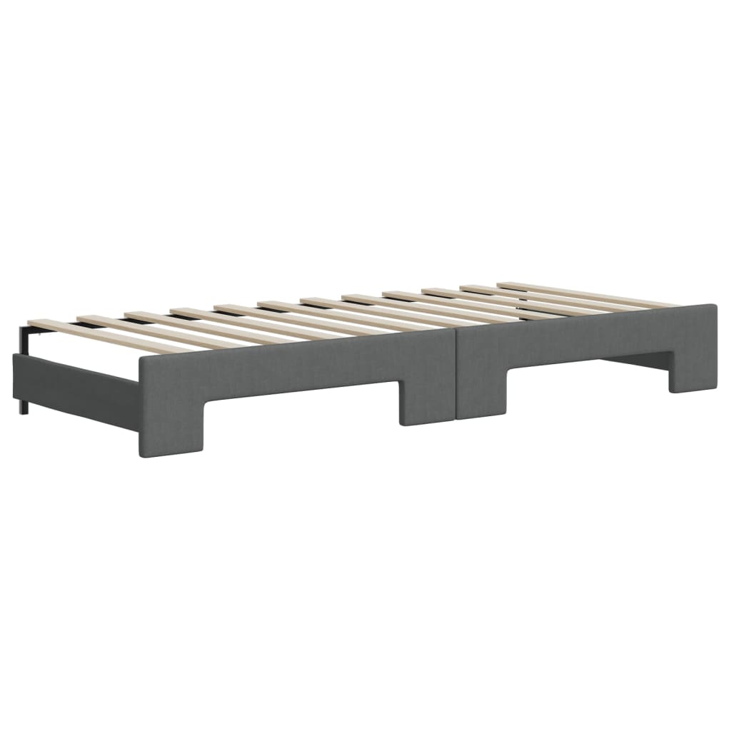 vidaXL Sofá-cama c/ gavetão e gavetas 90x200 cm tecido cinzento-escuro