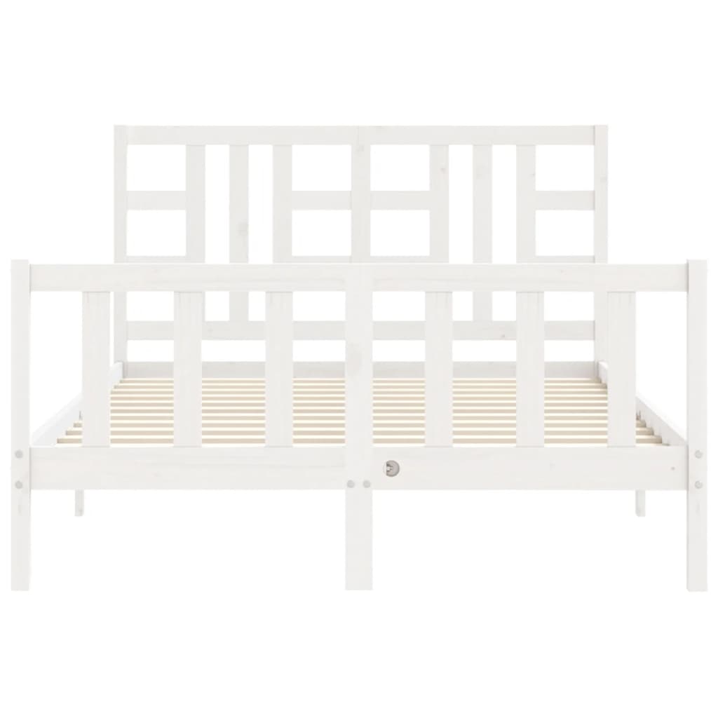 vidaXL Estrutura de cama com cabeceira 140x190cm madeira maciça branco