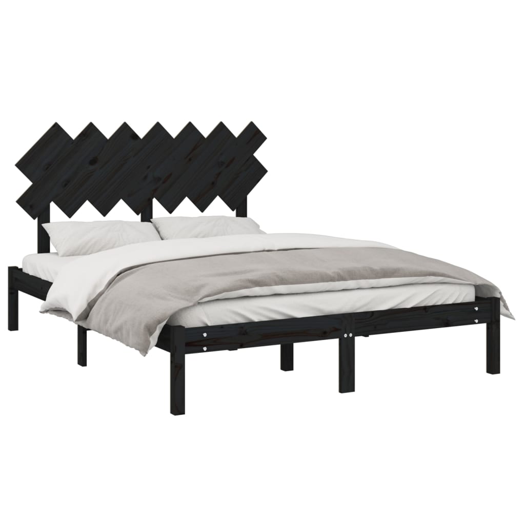 vidaXL Estrutura de cama 140x190 cm madeira maciça preto