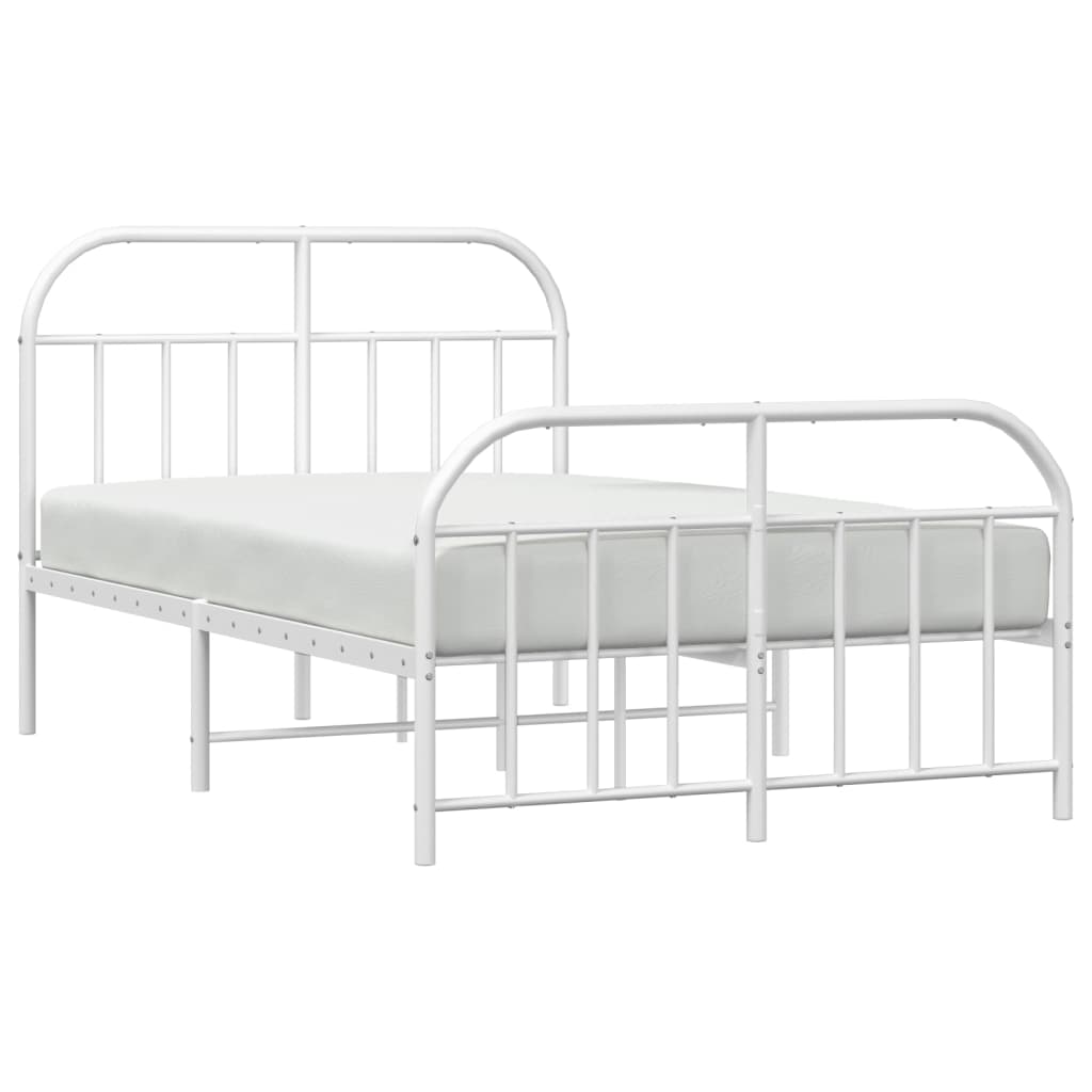 vidaXL Estrutura de cama com cabeceira e pés 120x190 cm metal branco