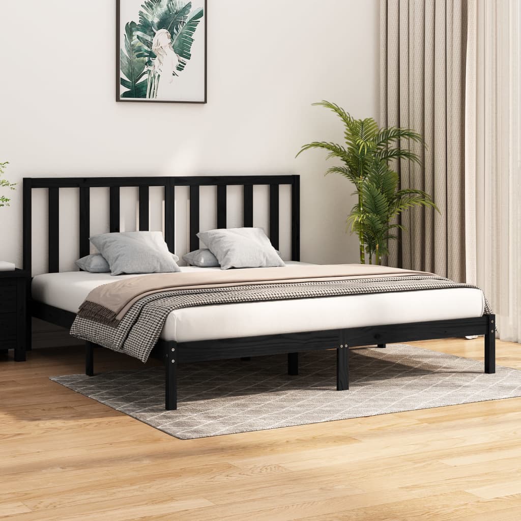 vidaXL Estrutura de cama 200x200 cm pinho maciço preto