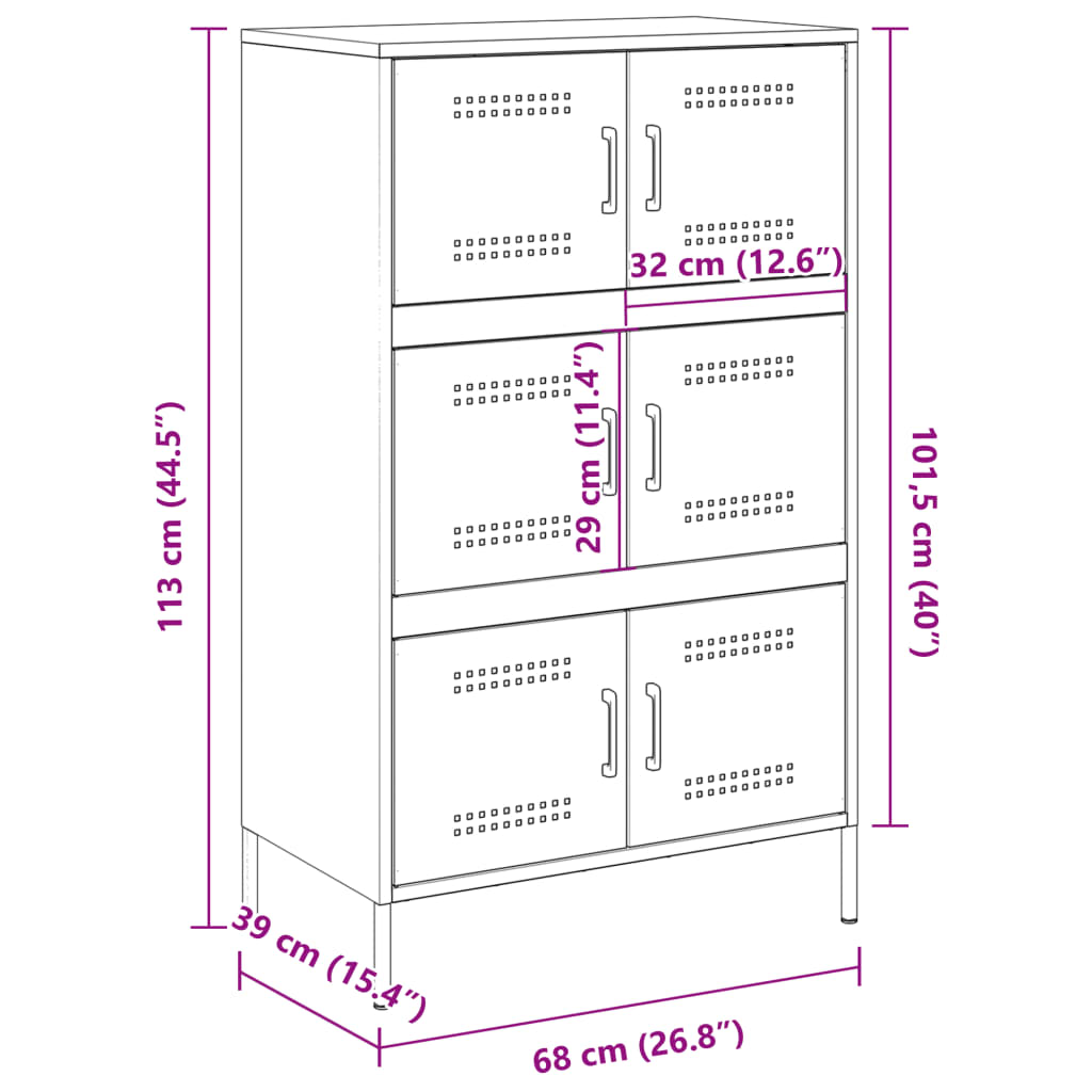 vidaXL Aparador alto 68x39x113 cm aço preto