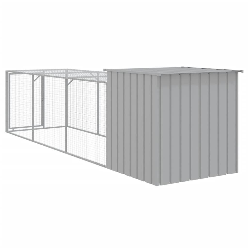 vidaXL Galinheiro com anexo 110x405x110 cm aço galvanizado cinza-claro