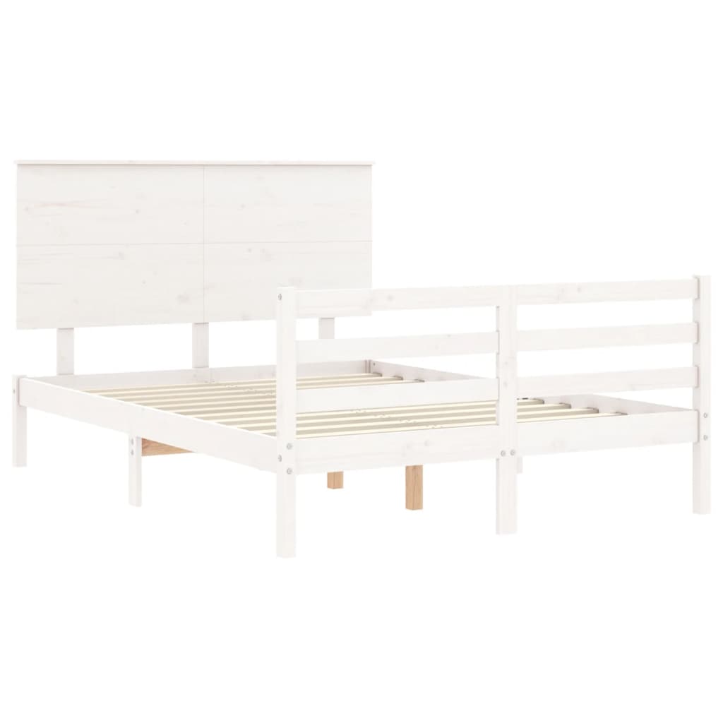 vidaXL Estrutura de cama com cabeceira 120x200cm madeira maciça branco