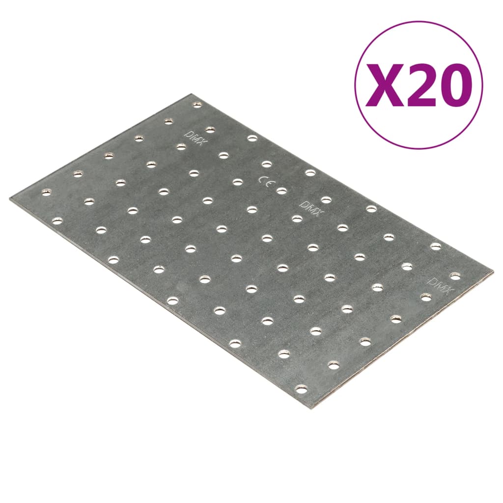 vidaXL Chapas perfuradas 20 pcs 2 mm 200x120 mm aço galvanizado