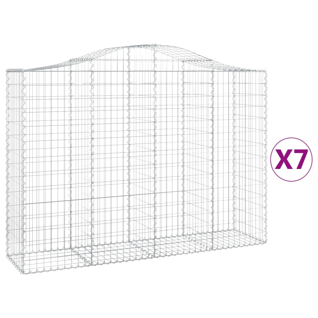 vidaXL Cestos gabião arqueados 7pcs 200x50x140/160cm ferro galvanizado