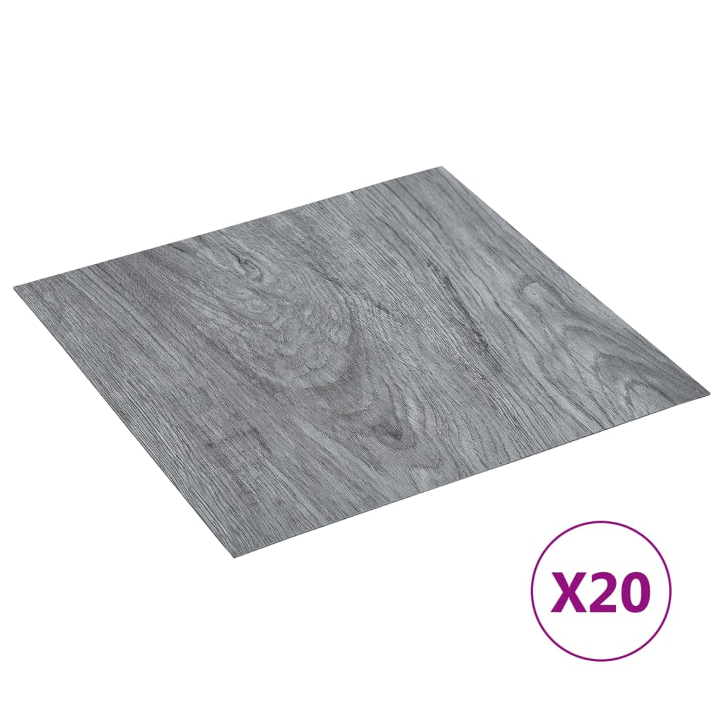 vidaXL Tábuas de soalho autoadesivas 20 pcs 1,86m² PVC cinzento-claro