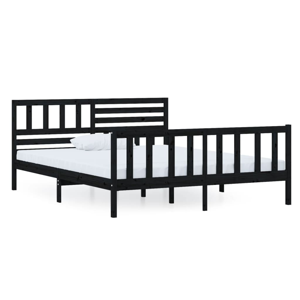 vidaXL Estrutura de cama 120x200 cm madeira maciça preto