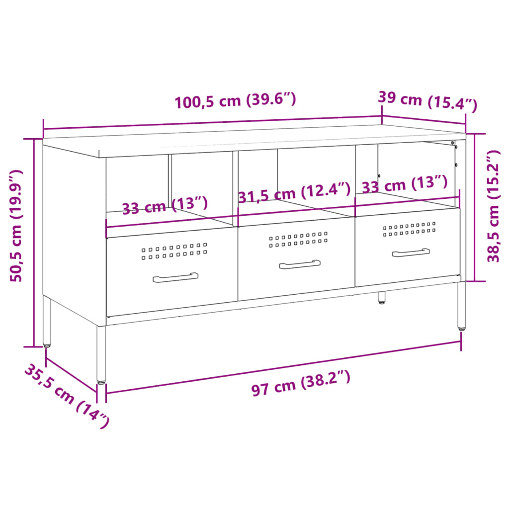 vidaXL Móvel de TV 100,5x39x50,5 cm aço antracite