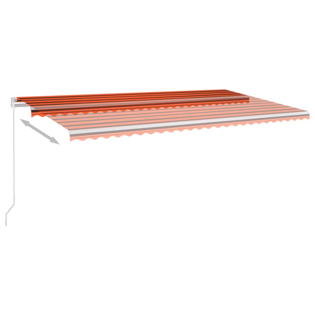 vidaXL Toldo retrátil manual com LED 600x350 cm laranja e castanho