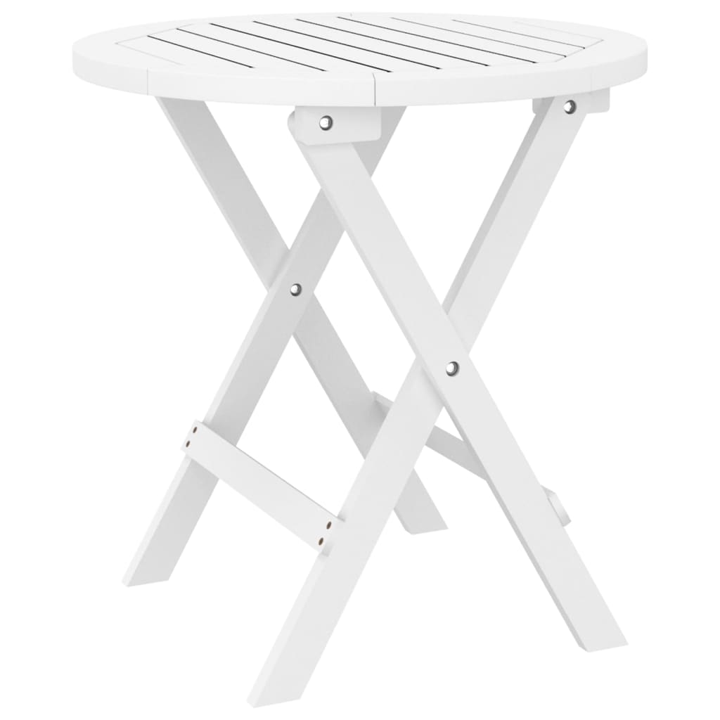 vidaXL Mesa de jardim dobrável Ø 46 cm madeira de acácia maciça branco