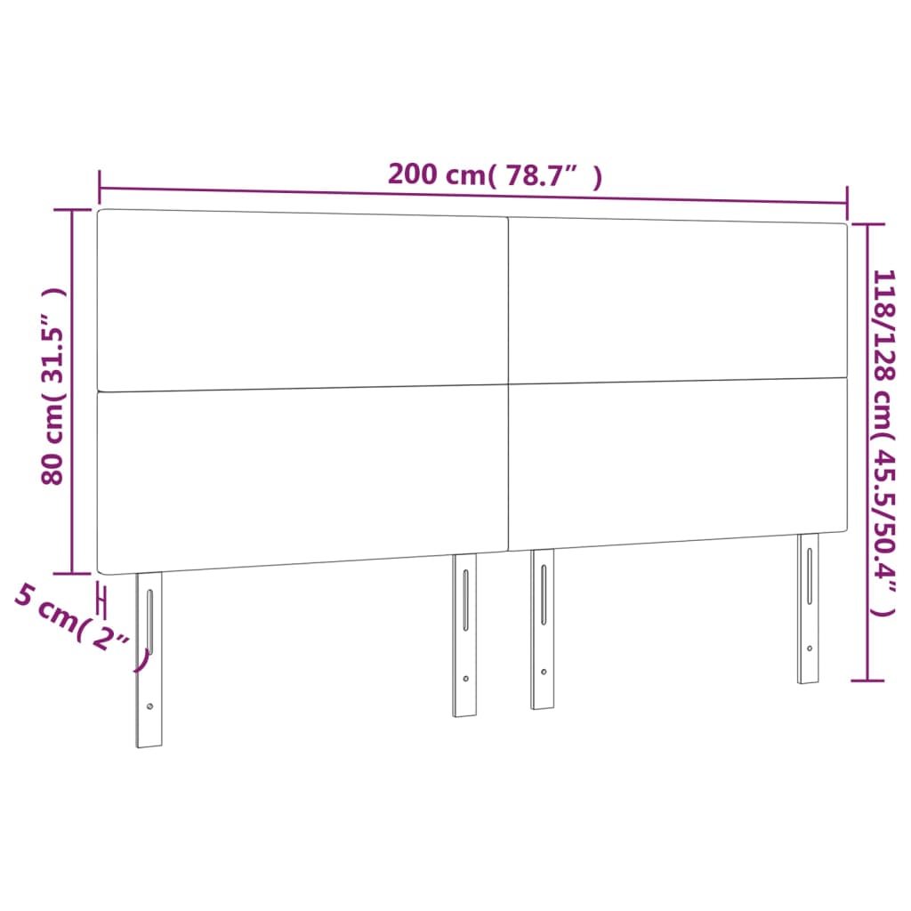 vidaXL Cabeceira de cama 4 pcs veludo 100x5x78/88 cm azul-escuro