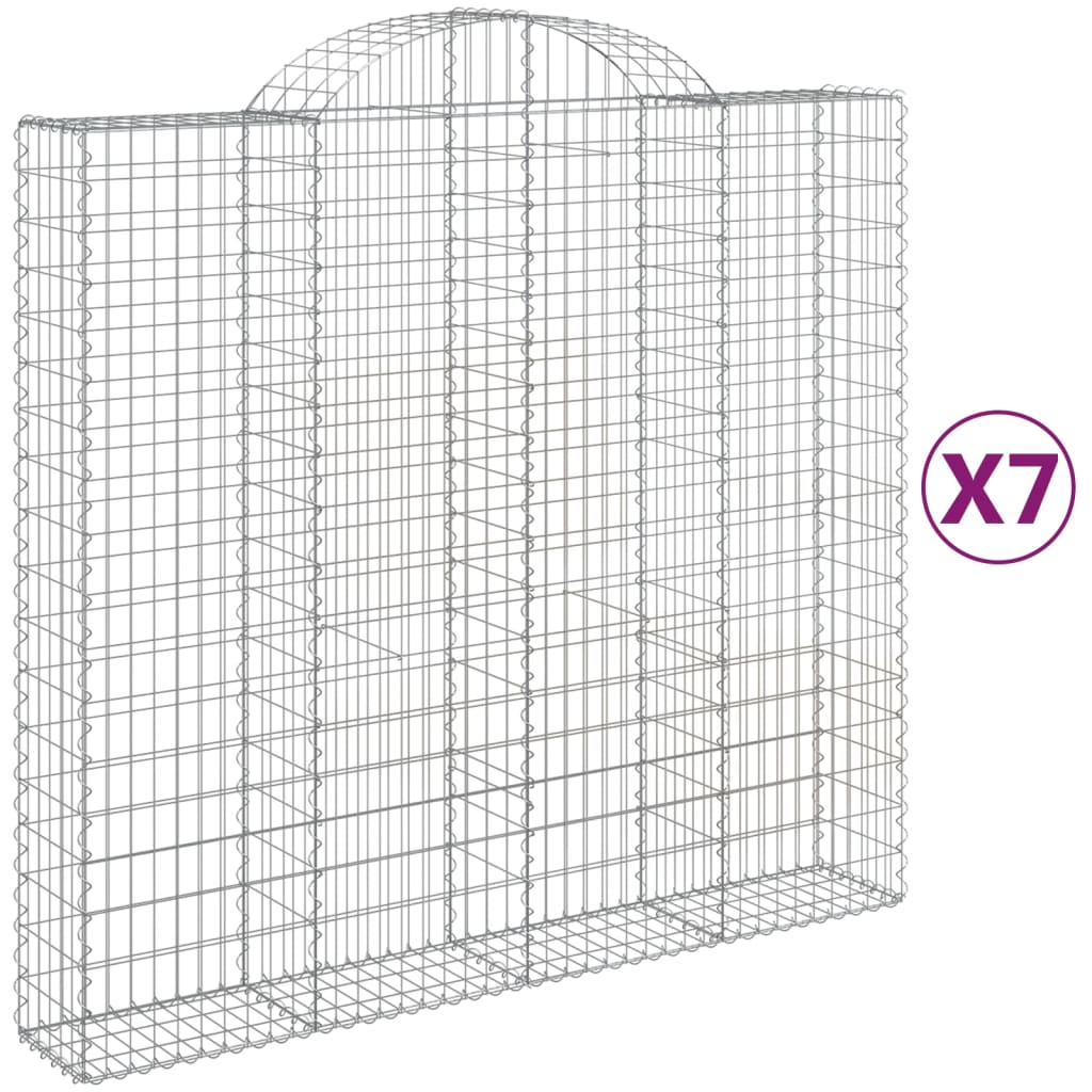 vidaXL Cestos gabião arqueados 7pcs 200x50x180/200cm ferro galvanizado