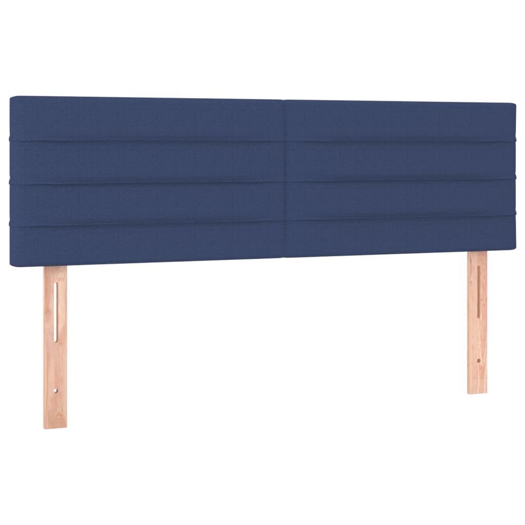 vidaXL Cama box spring c/ colchão e LED 140x190 cm tecido azul