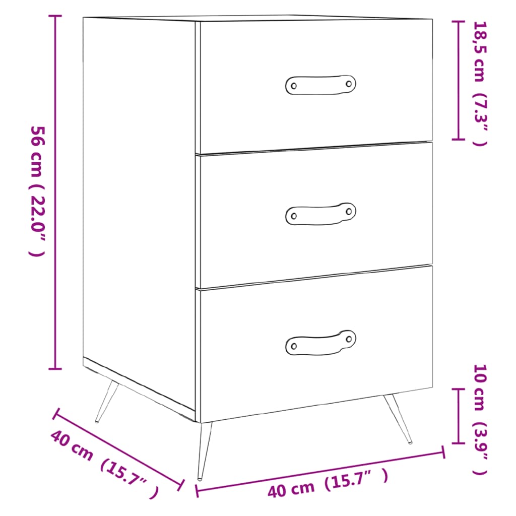 vidaXL Mesa de cabeceira 40x40x66 cm derivados madeira carvalho sonoma