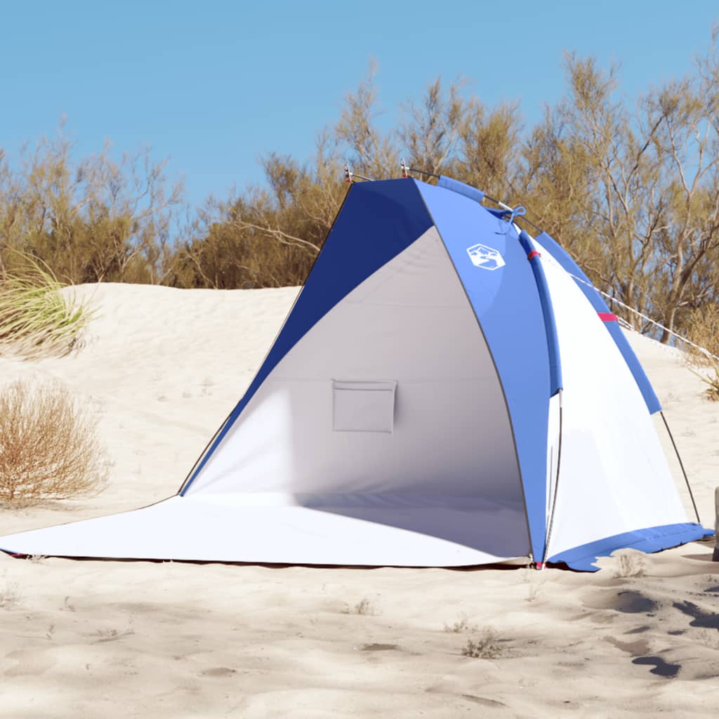 vidaXL Tenda de praia 268x223x125 cm poliéster 185T azul-ciano