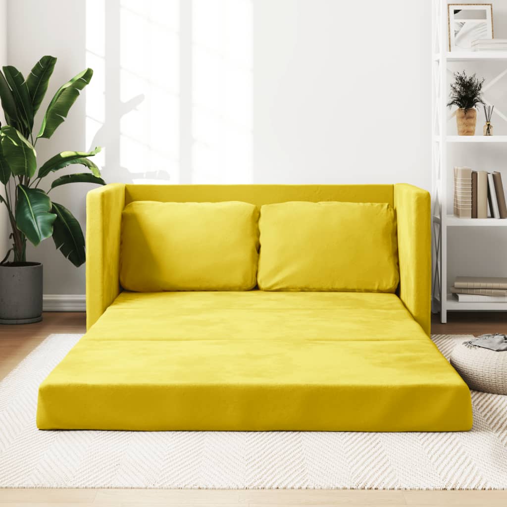 vidaXL Sofá-cama sem pés 122x204x55 cm veludo amarelo-escuro