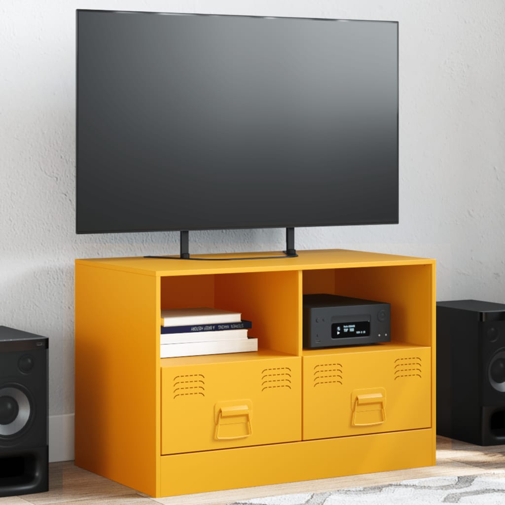 vidaXL Móvel de TV 67x39x44 cm aço amarelo mostarda