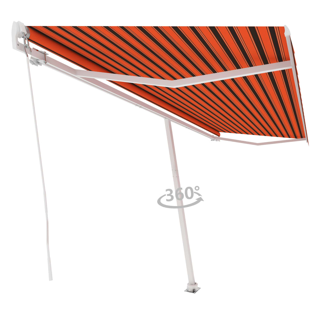 vidaXL Toldo retrátil manual independente 500x300cm laranja e castanho