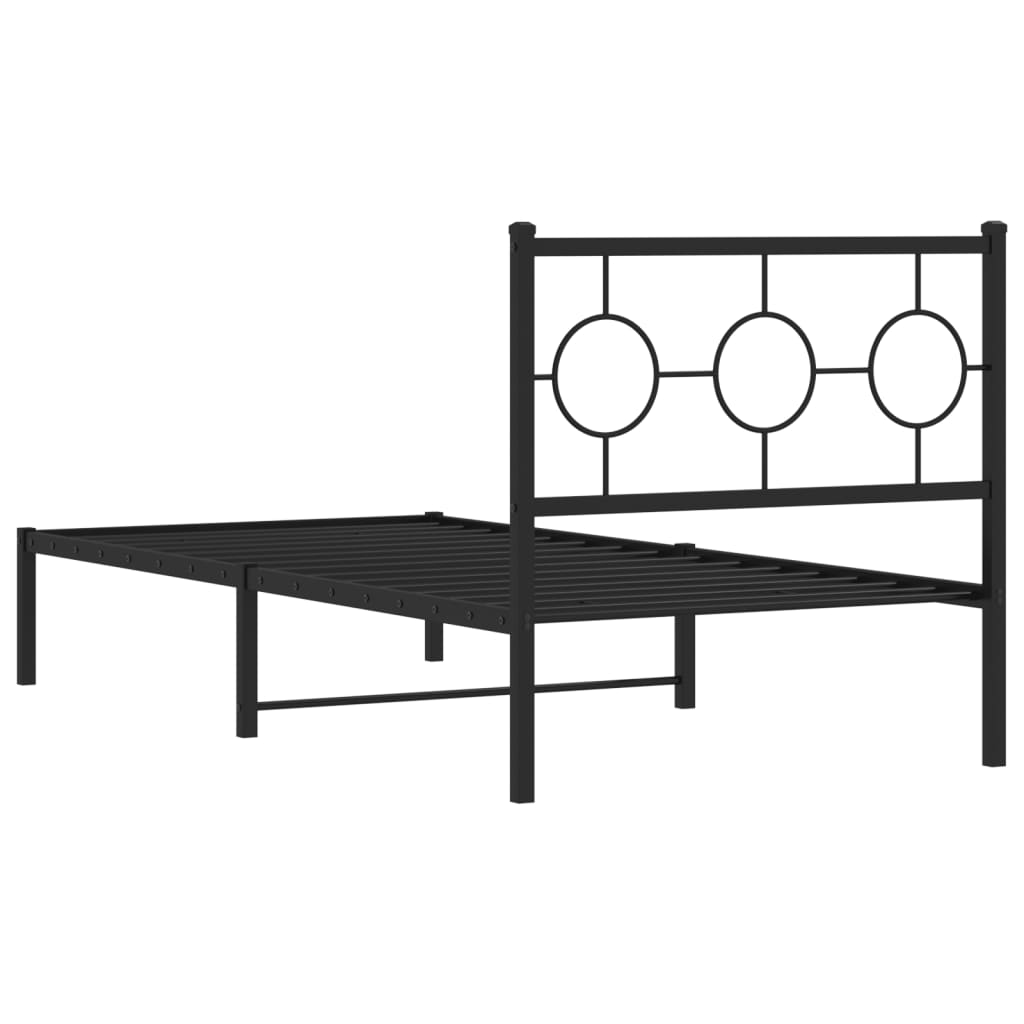 vidaXL Estrutura de cama com cabeceira 90x200 cm metal preto