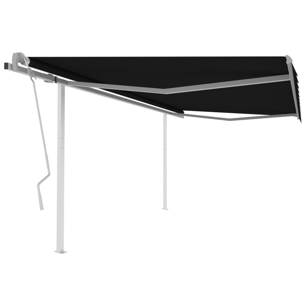 vidaXL Toldo retrátil manual com postes 4,5x3 m antracite