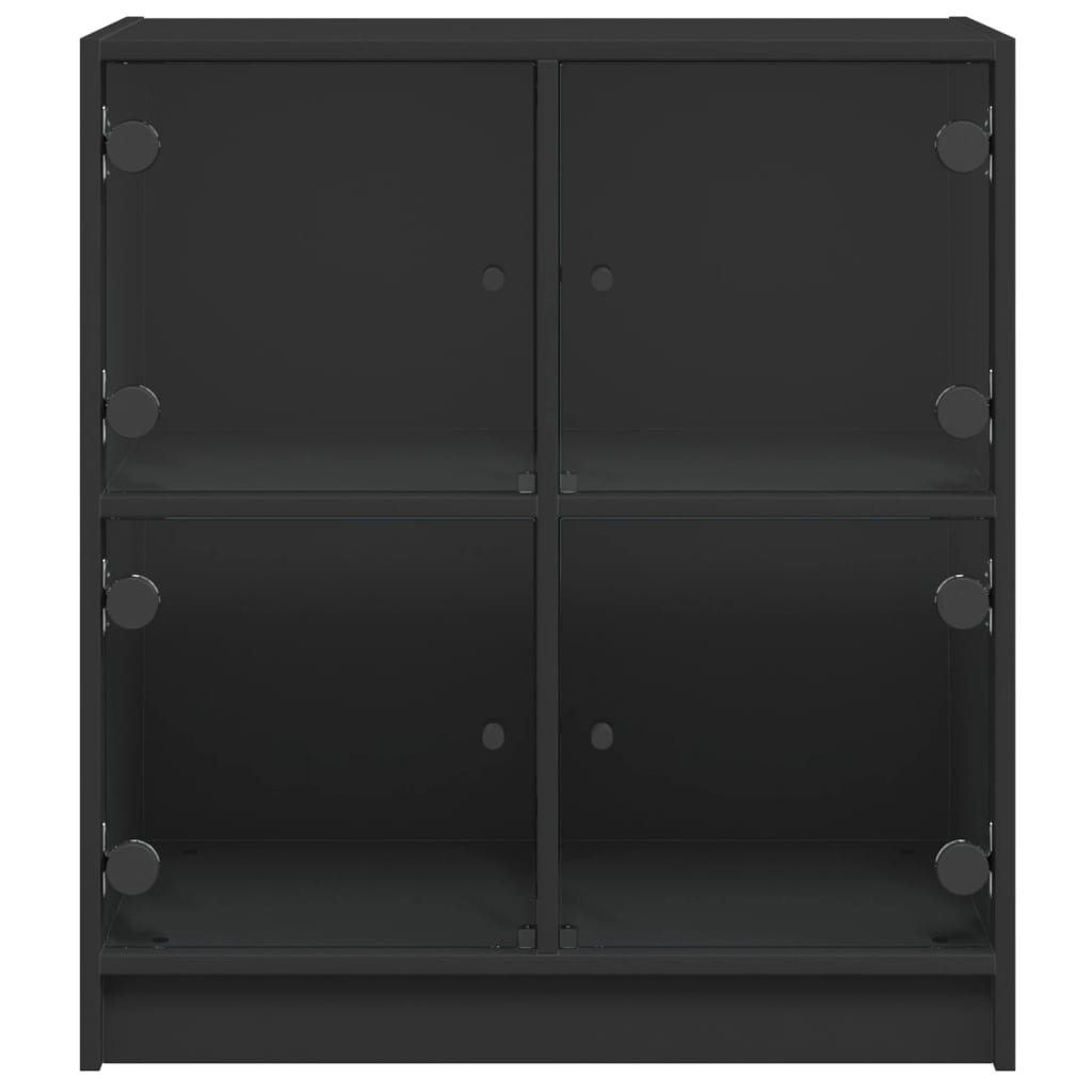 vidaXL Armário de apoio c/ portas de vidro 68x37x75,5 cm preto