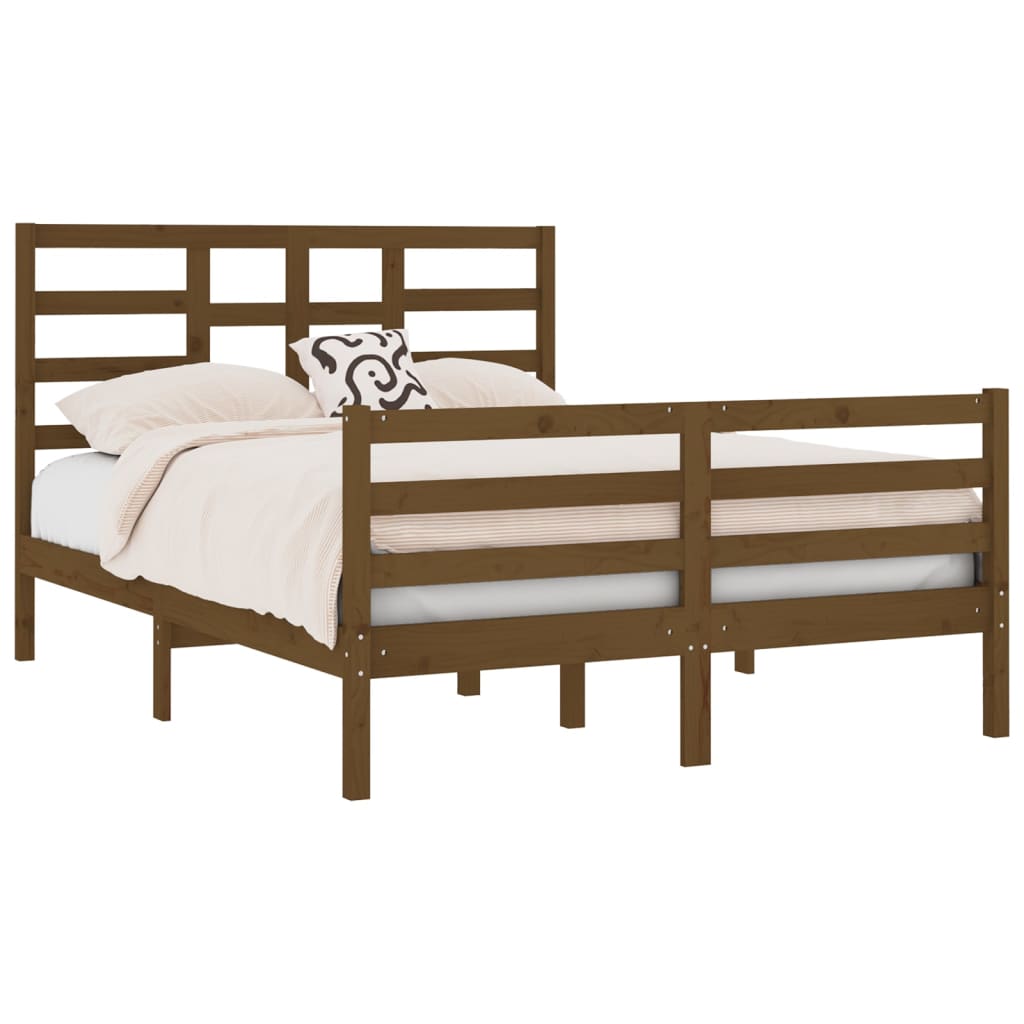 vidaXL Estrutura cama pequena de casal 120x190 cm madeira castanho-mel