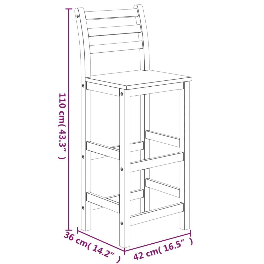 vidaXL 7 pcs Conjunto de bar para jardim madeira de acácia maciça