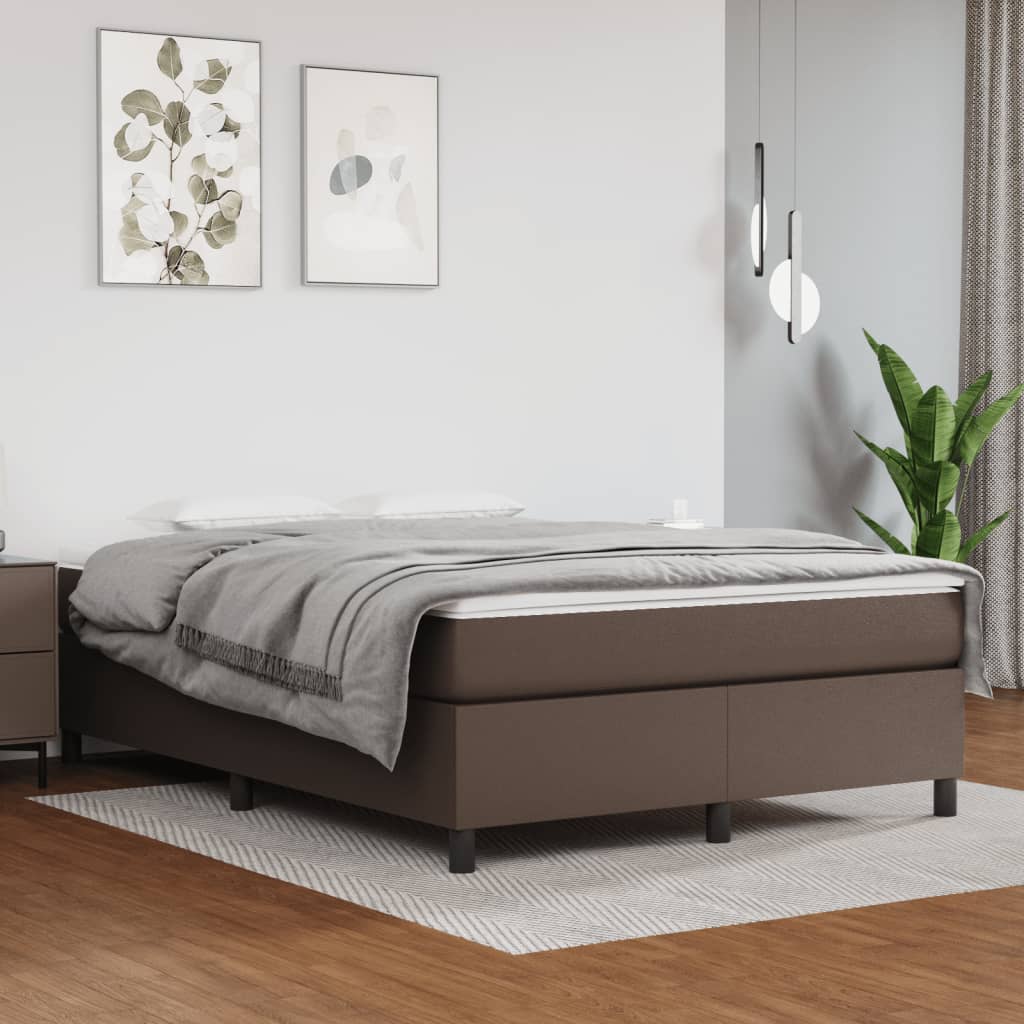 vidaXL Estrutura de cama 140x200cm couro artificial castanho